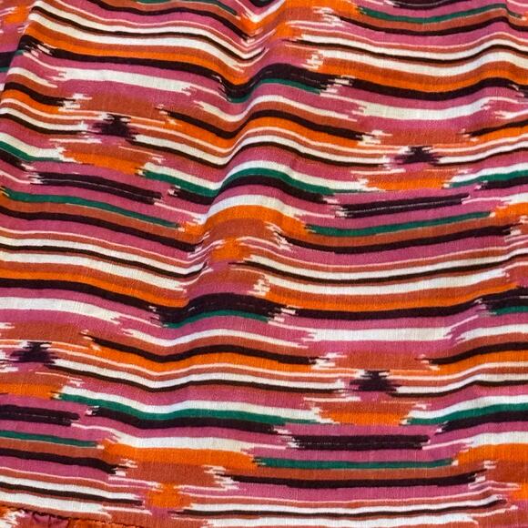 LOFT Petites 8P Tiered Sundress Strappy Ikat Stripe Summer Boho Midi - Picture 2 of 11